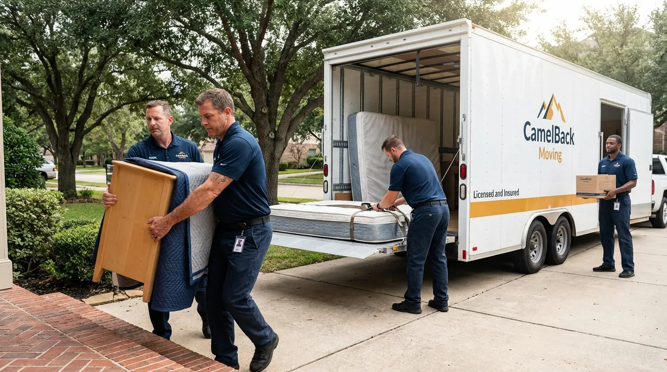 Crew loading residential truck for cross-state move from Mount Orab, OH