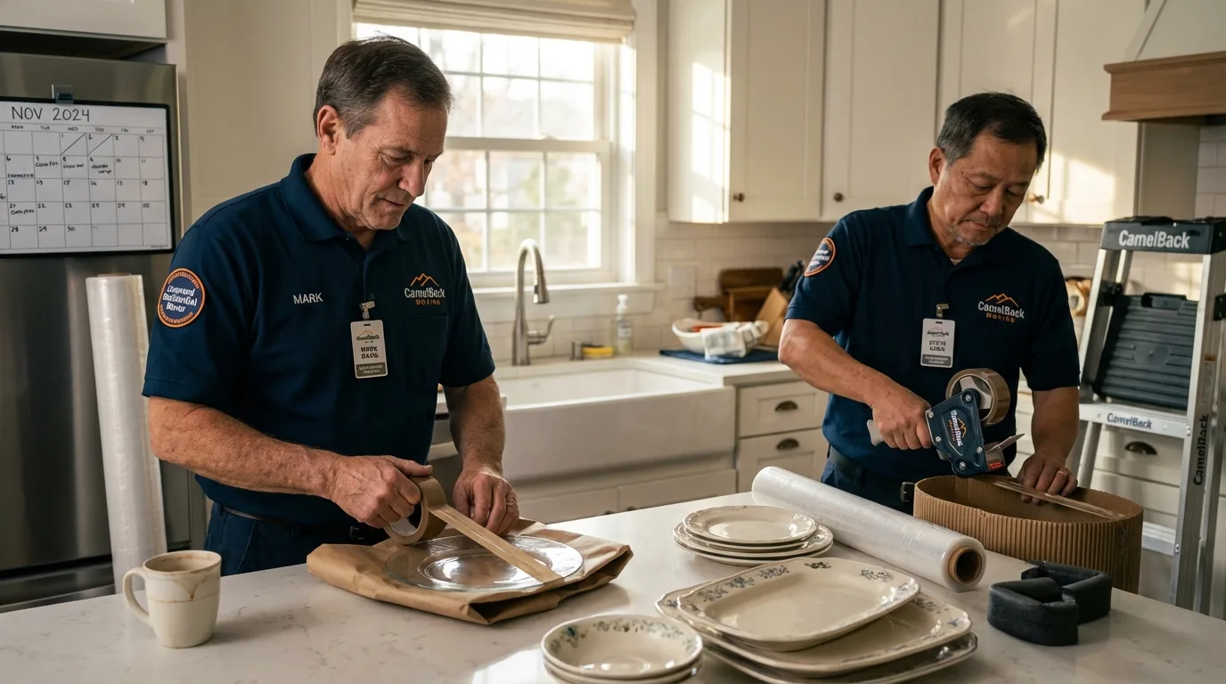 Professional crew packing kitchen dishware in Mount Orab, OH